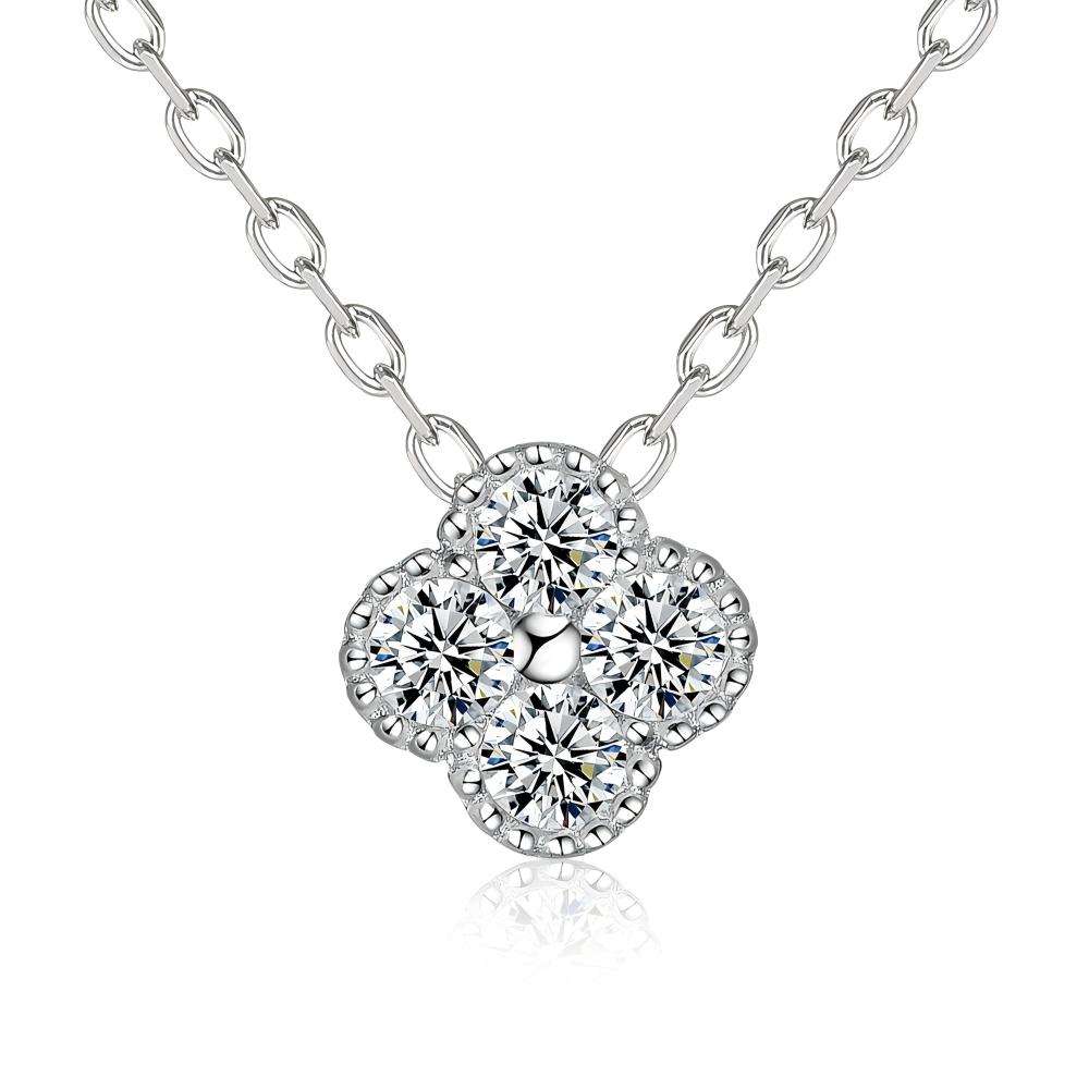 Moissanite Clover Necklace in 925 Silver