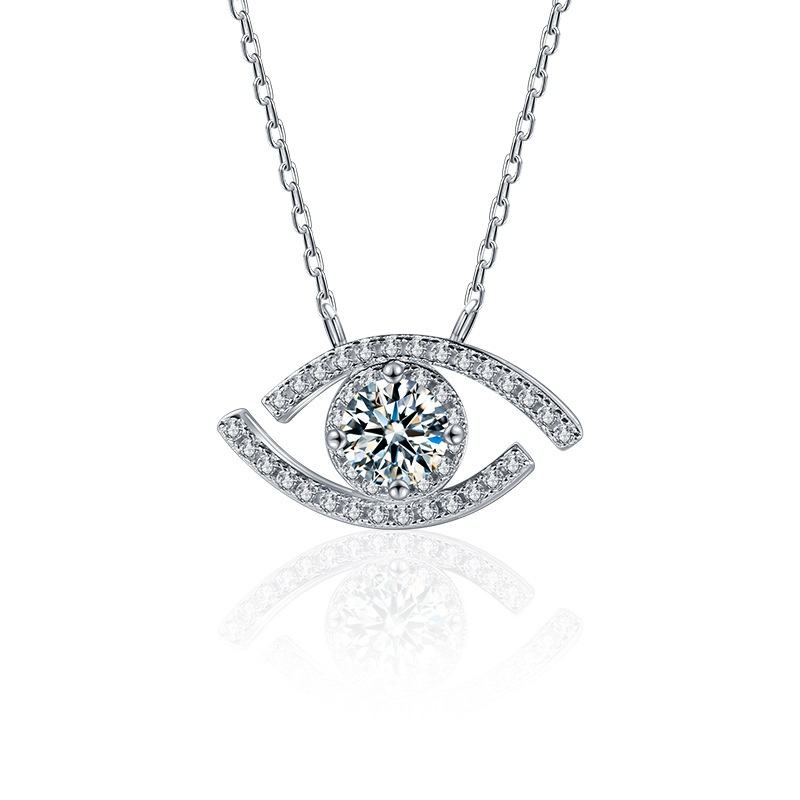 Moissanite Waking Eye Pendant Necklace in 925 Silver