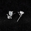 Personalized Cat Earrings in 925 Silver with Moissanite