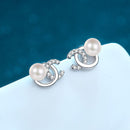 Pearl Earrings & CC Style Moissanite in 925 Silver