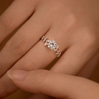 1CT Moissanite Leaf Ring in 925 Silver