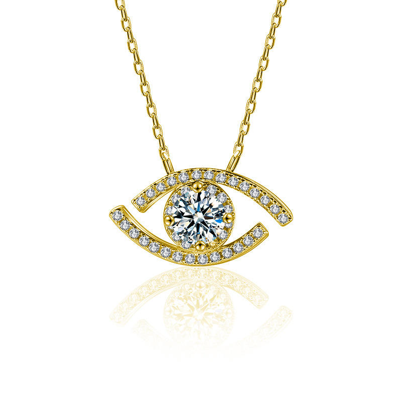 Moissanite Waking Eye Pendant Necklace in 925 Silver