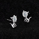 Personalized Cat Earrings in 925 Silver with Moissanite