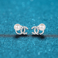 Pearl Earrings & CC Style Moissanite in 925 Silver