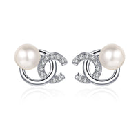 Pearl Earrings & CC Style Moissanite in 925 Silver