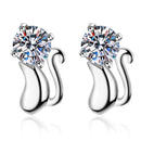 925 Silver Cat Earrings with Moissanite