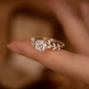 1CT Moissanite Leaf Ring in 925 Silver