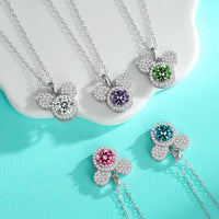 Mickey Full Moissanite Necklace in 925 Silver