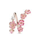 Delicate Floral Ring With Pink And White Zircon