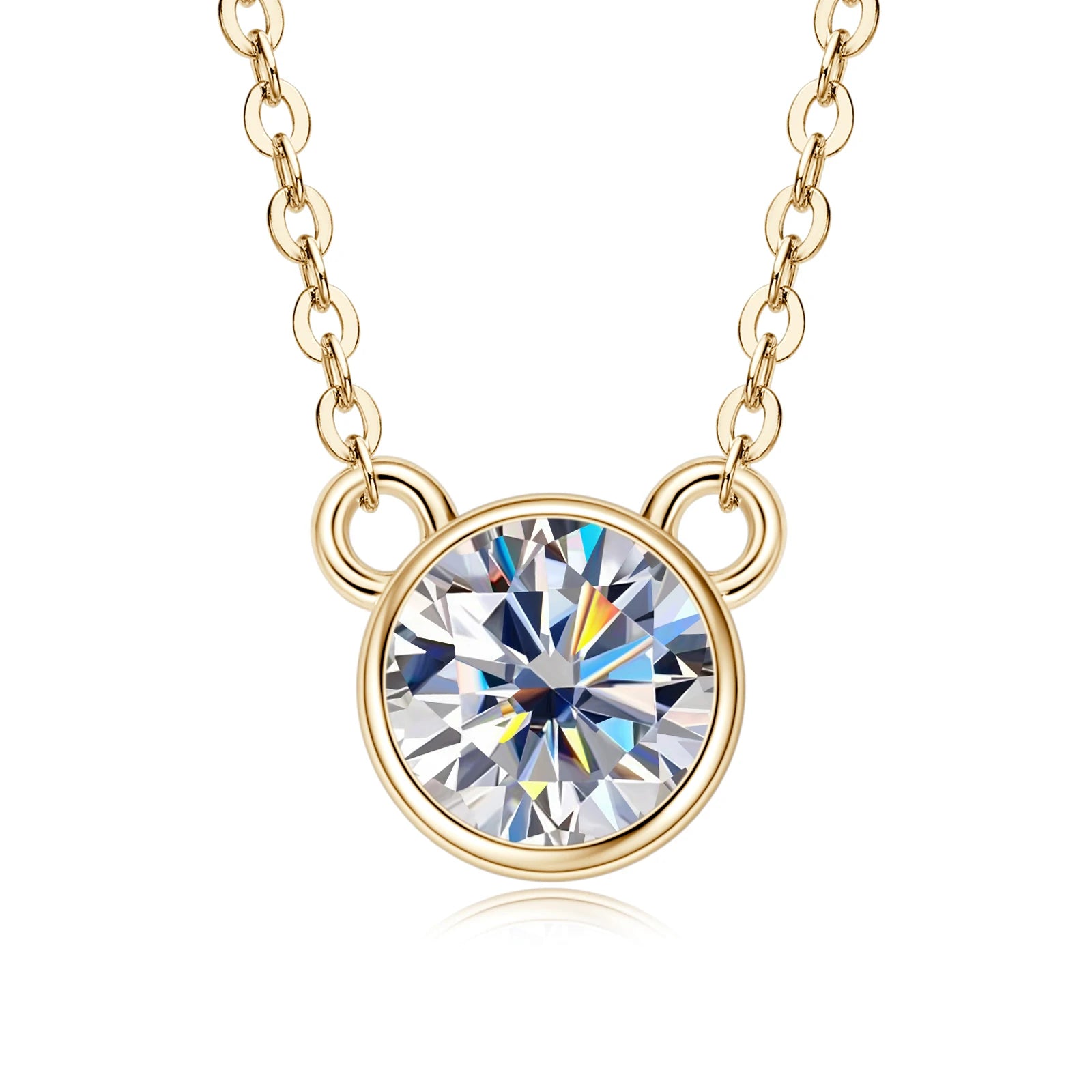 18K Gold Plated S925 Silver Necklace with 1.0CT Inlaid Moissanite