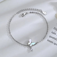 Butterfly Flower Bracelet for Women S925 Silver Adjustable