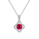 18K White Gold Necklace with Moissanite and Ruby 1.0CT
