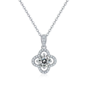 18K White Gold Necklace with Moissanite and Ruby 1.0CT