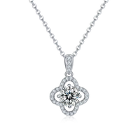 18K White Gold Necklace with Moissanite and Ruby 1.0CT