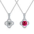 18K White Gold Necklace with Moissanite and Ruby 1.0CT