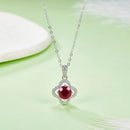 18K White Gold Necklace with Moissanite and Ruby 1.0CT