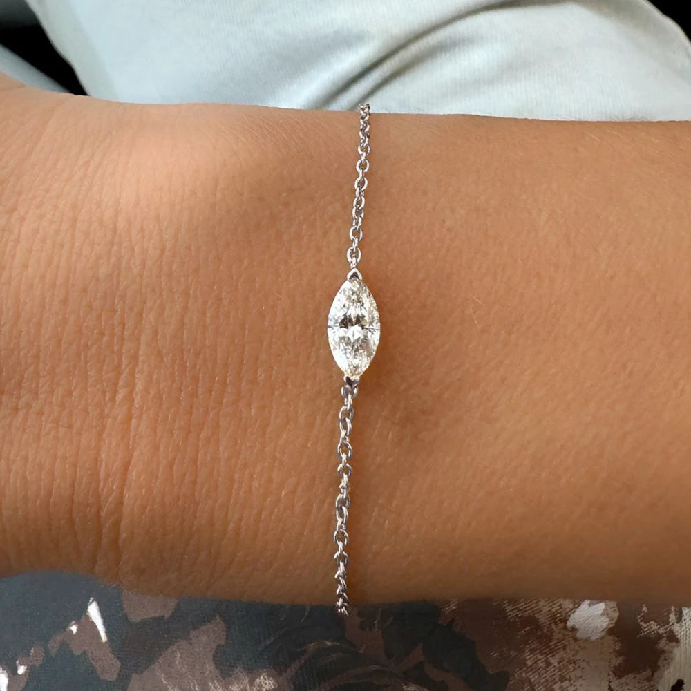 Solitaire Moissanite Bracelet for Women Pear Cut Marquise Heart