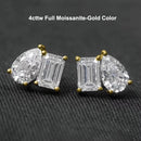 Moissanite Emerald Earrings & Pear-shaped x4 in S925 Silver – GRA Certified