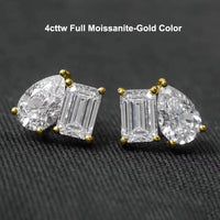 Moissanite Emerald Earrings & Pear-shaped x4 in S925 Silver – GRA Certified