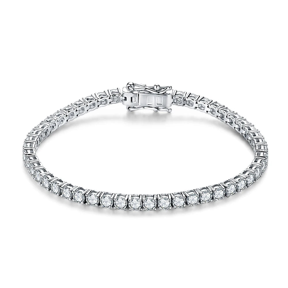 Moissanite Tennis Bracelet for Women 4mm in 925 Silver White Gold Plated