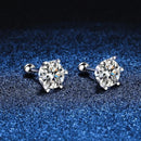 D Color Moissanite Screwback Earrings in 925 Silver