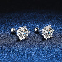 D Color Moissanite Screwback Earrings in 925 Silver