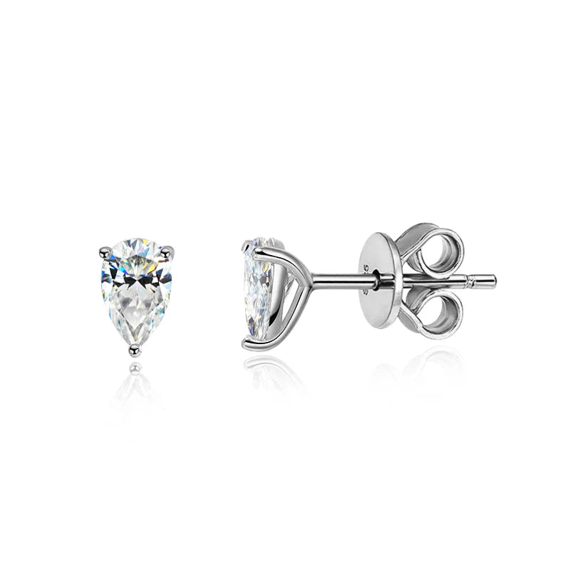 Pear Moissanite Earrings 0.5CT 1CT in 925 Silver 18K Gold