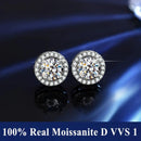 Certified Moissanite Stud Earrings in 925 Silver